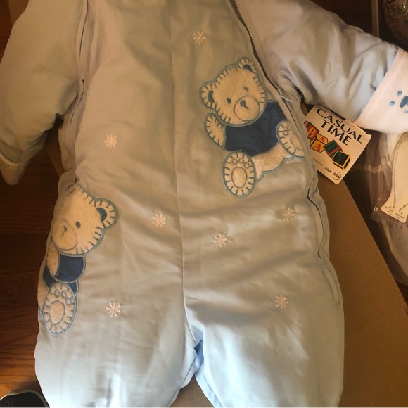 Baby’s Warm Holiday Bundle Up Outdoor Onesie Blue 0 to 9 months NWT - Picture 4 of 7